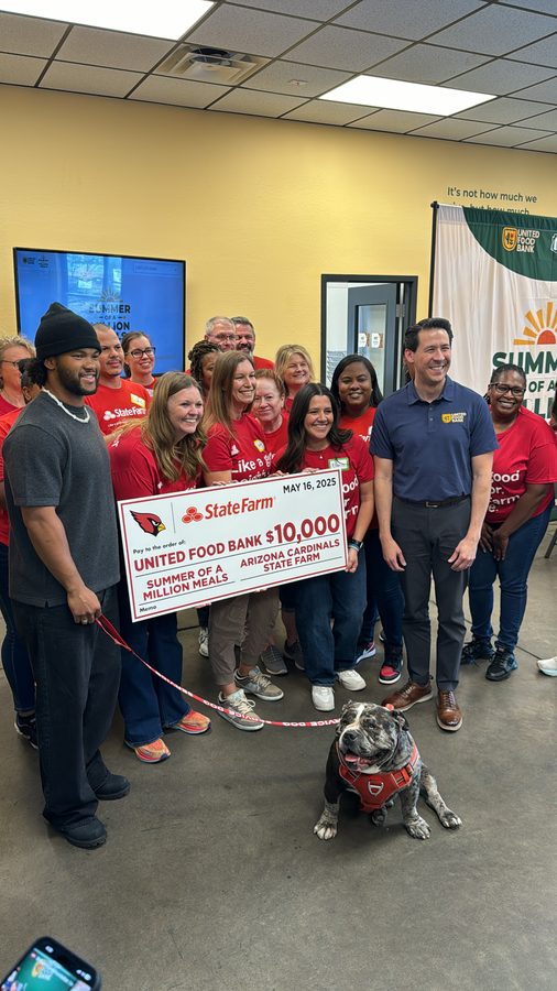 Kyler joins the Arizona Cardinals and State Farm to support United Food Bank's Summer of a Million Meals, May 2025